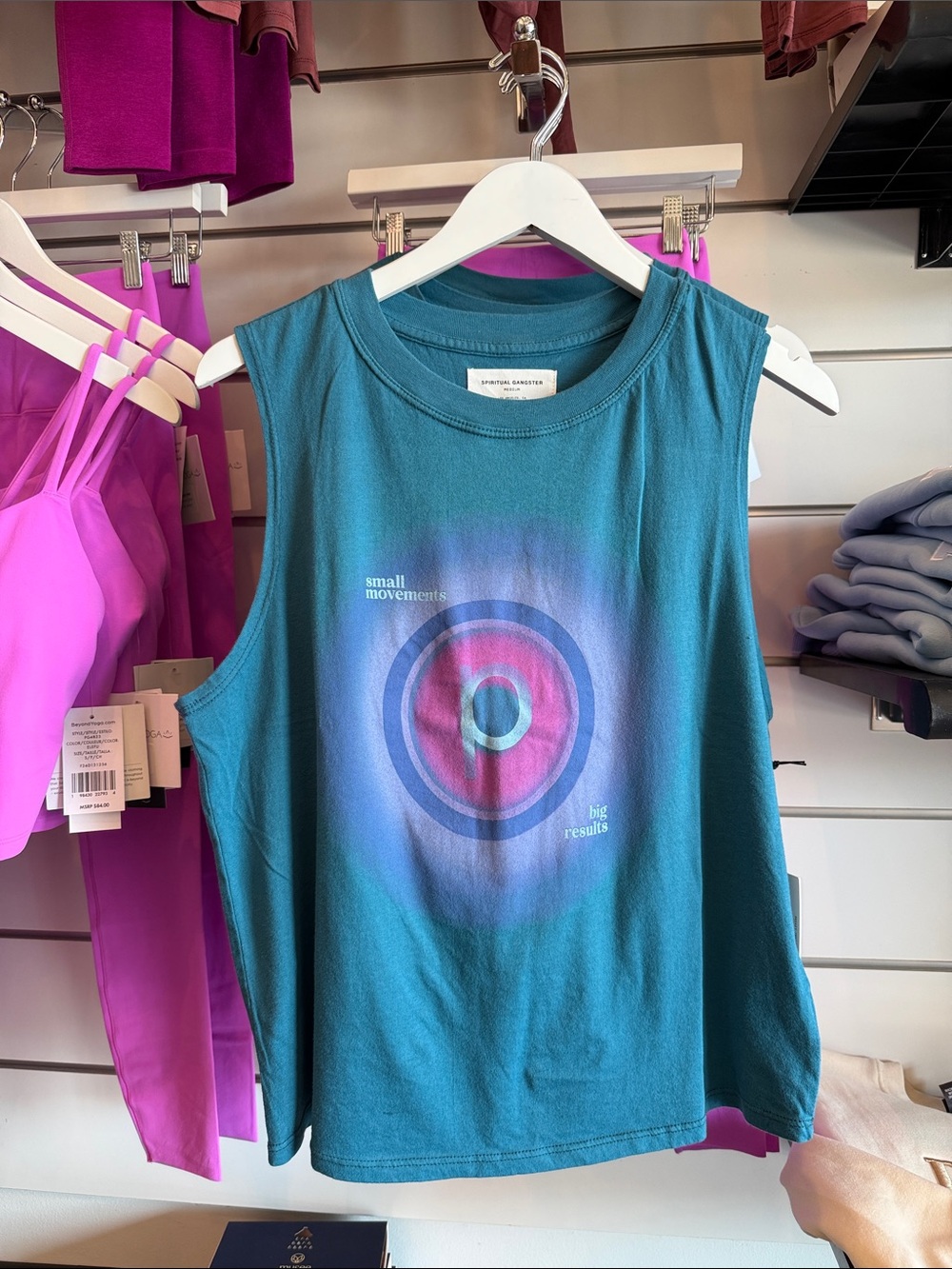 Spiritual Gangster Teal Muscle Tank with Pink & Purple Target Graphic